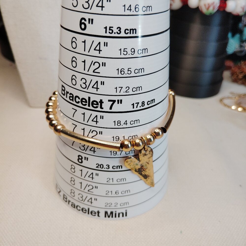 C1946 Gold Tone Faith Bracelet with Heart Charm Adjustable Macrame Cord